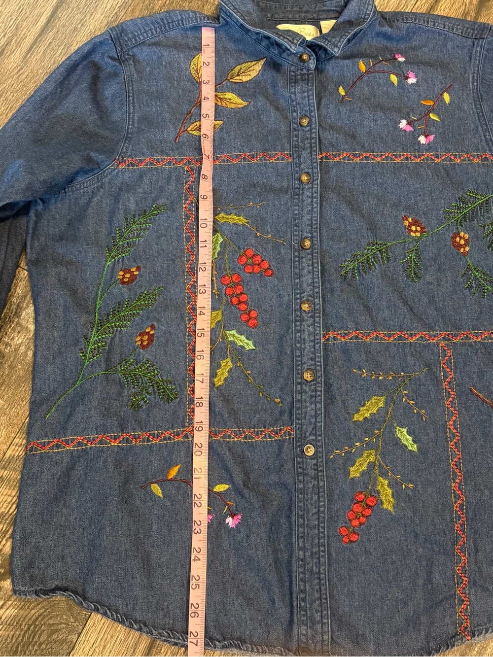 Vintage Bobbie Brooks Embroidered Denim Nature Theme Fall Long Sleeve Women XL - Picture 6 of 9